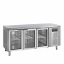 TEFCOLD - Table réfrigérée inox centrale 3 portes vitrées GN 1/1 402 L