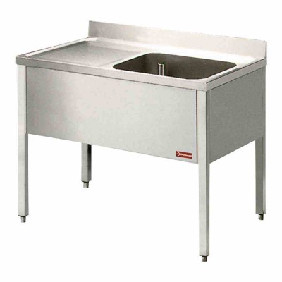 DIAMOND - Plonge 1 cuve et 1 égouttoir à gauche avec piétement L. 1400 mm P. 700 mm