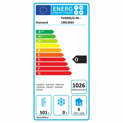 DIAMOND - Fin de série - Armoire frigorifique ventilée inox 1 porte vitrée 600 L