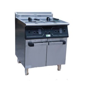 Friteuse professionnelle gaz 2 cuves sur coffre, 2x 20 L - SERIAPRO