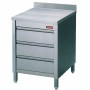 DIAMOND - Meuble inox avec 3 tiroirs GN 1/1 et dosseret AISI 441 L. 600 mm P. 700 mm