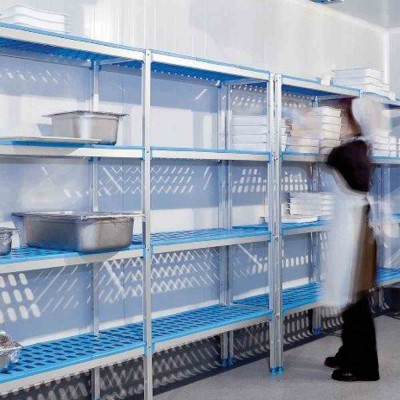 DIAMOND - Rayonnage linéaire en aluminium anodisé GN 4 niveaux Modular Rack L. 3680 mm