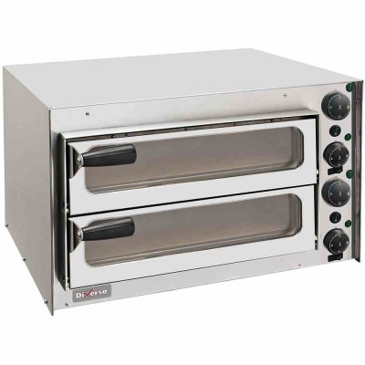 DIVERSO - Four à pizza électrique 2x 1 pizza Ø 350 mm portillon vitré double chambre