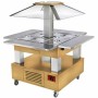 DIAMOND - Ilot buffet chauffant bain marie 4x GN1/1-150 Bois Clair