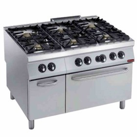 DIAMOND - Fourneau 6 feux vifs four gaz GN 2/1 armoire neutre