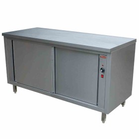 DIAMOND - Table armoire chauffante portes coulissantes traversante centrale P.700 mm L. 2000 mm