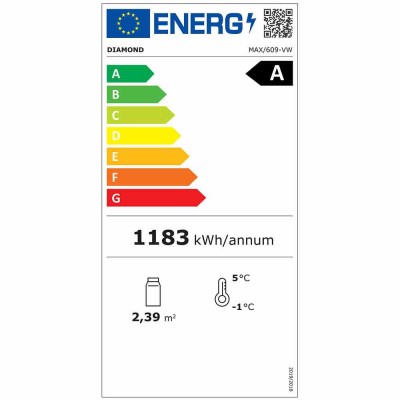 DIAMOND - Vitrine FULL vitrée 600 L 1 niveau + 2 étagères ventilée Wine - Blanc