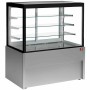 DIAMOND - Comptoir vitrine panoramique chauffante 4 niveaux sans réserve gris L. 1200 mm