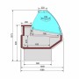DIAMOND - Comptoir ventilé avec réserve vitre bombée frontal blanc L. 2510 mm