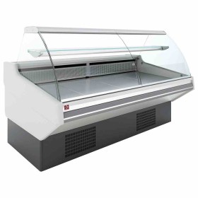 DIAMOND - Comptoir ventilé avec réserve vitre bombée frontal blanc L. 2510 mm