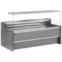 DIAMOND - Comptoir vitrine réfrigéré à vitre droite 90° ventilé avec réserve gris L. 3000 mm