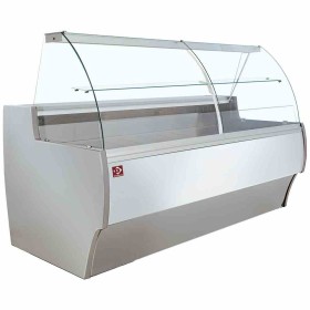 DIAMOND - Comptoir vitrine réfrigéré à vitre bombée ventilé avec réserve gris/blanc L. 1500 mm