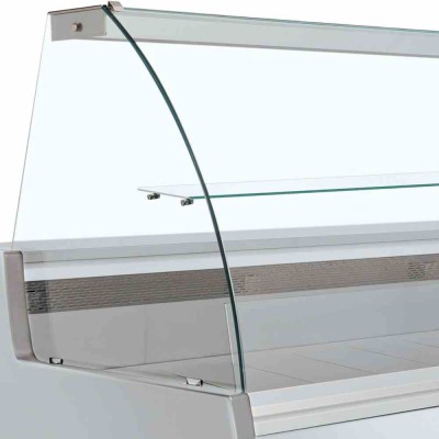 DIAMOND - Comptoir vitrine réfrigéré à vitre bombée ventilé avec réserve gris/blanc L. 2000 mm