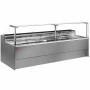 DIAMOND - Comptoir vitrine réfrigéré à vitre droite 90° sur pistons ventilé avec réserve gris L. 2000 mm