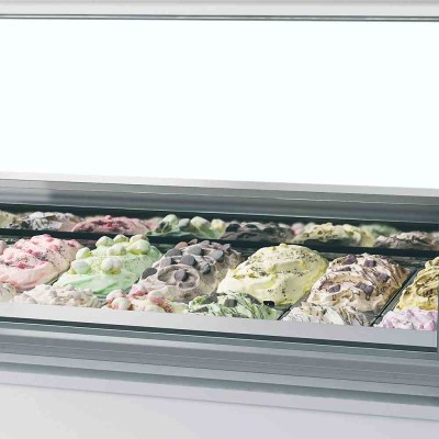 TEFCOLD - Vitrine ventilée pour glace en bac vitrage bombé 118 L