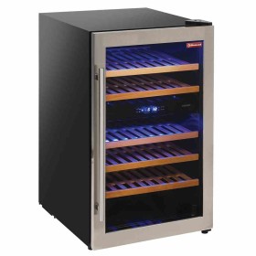 DIAMOND - Vitrine cave à vins ventilée porte en acier inox 140 L 2 températures noire