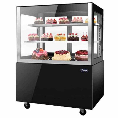 ATOSA - Vitrine droite service arrière noire 2 étagères 230 L