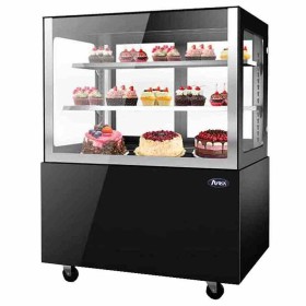 ATOSA - Vitrine droite service arrière noire 2 étagères 490 L