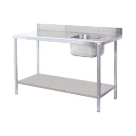 AFI - Table de chef avec dosseret bac à droite L. 1600 mm