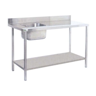 AFI - Table de chef avec dosseret bac à gauche L. 1600 mm