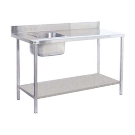 AFI - Table de chef avec dosseret bac à gauche L. 2000 mm