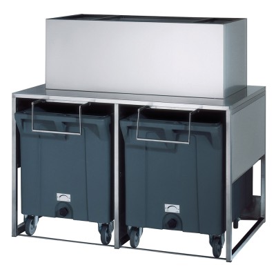 BREMA - Réserve inox 50kg avec chariots de manutention pour P/ VM500/900