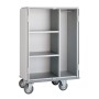 ARIANE - Chariot-armoire linge propre 2 battants étagères et tringle à penderie roue pivotante 883 L