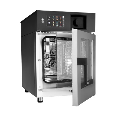 GIORIK - Four mixte compact gaz écran digital 7'' 6 niveaux GN 1/1 vapeur symbiotique et lavage intégré