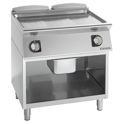 GIORIK - Plancha électrique acier chromé surface de cuisson double lisse 80x90x90