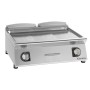 GIORIK - Plancha électrique acier chromé surface de cuisson double lisse 80x90x25