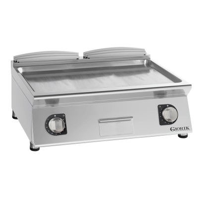 GIORIK - Plancha électrique acier chromé surface de cuisson double lisse 80x90x25