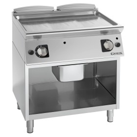 GIORIK - Plancha gaz acier chromé surface de cuisson double lisse 80x90x90