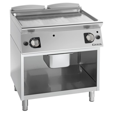GIORIK - Plancha gaz acier chromé surface de cuisson double lisse 80x90x90