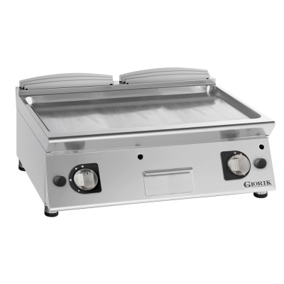 GIORIK - Plancha gaz acier chromé surface de cuisson double lisse 80x90x25