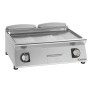GIORIK - Plancha électrique acier chromé surface de cuisson double mi-lisse/ mi-rainurée 80x90x25