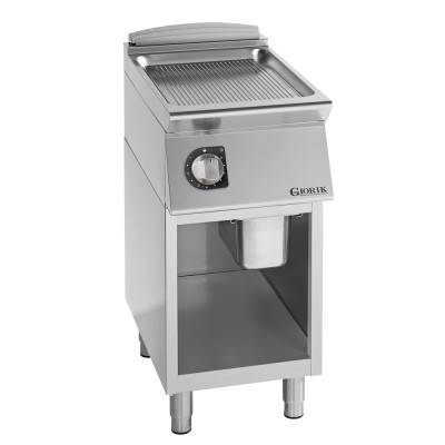 GIORIK - Plancha électrique acier chromé surface de cuisson simple rainurée 40x90x90