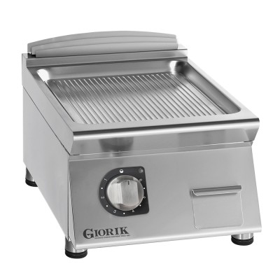 GIORIK - Plancha électrique acier chromé surface de cuisson simple rainurée 40x90x25