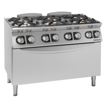 GIORIK - Fourneau feux vifs gaz 6 feux four électrique XL 120x90x90