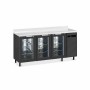 FURNOTEL - Arrière-bar skinplate groupe logé H. 1000 mm 3 portes vitrées avec LED 400 litres