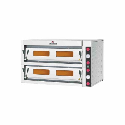 ITALFORNI - Four à pizza avec commandes mécaniques Série TK 2 chambres 12 pizzas Profondeur 940 mm