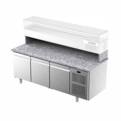 ILSA - Table à pizza positive 0/15°C avec dessus granit 3 portes avec groupe