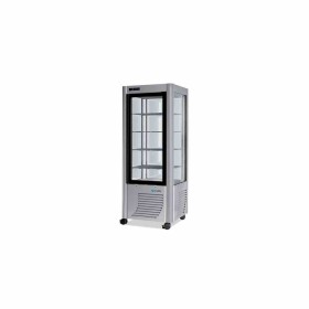 FURNOTEL - Vitrine réfrigérée négative 4 faces vitrées 400 litres fixe/grilles évaporatrices 1 porte