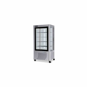 FURNOTEL - Vitrine réfrigérée positive 4 faces vitrées 540 litres fixe/grilles chromées 1 porte