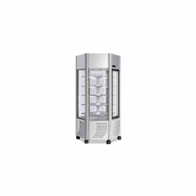FURNOTEL - Vitrine réfrigérée négative 6 faces vitrées 600 litres tournante/plateaux verres 1 porte