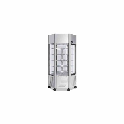 FURNOTEL - Vitrine réfrigérée positive 6 faces vitrées 600 litres tournante/plateaux verres 2 portes