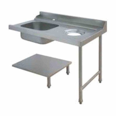 ELETTROBAR - Table de prélavage droite machines à paniers 500 x 500 ou 600 x 500 évier vide-déchets L. 1200 mm
