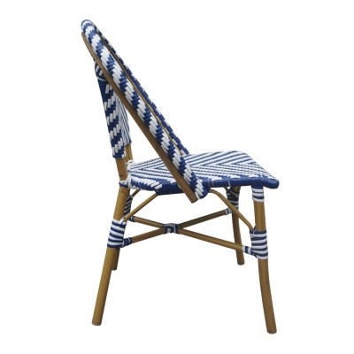 BOLERO - Chaises style parisien en rotin PE bleues (lot de 2)