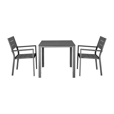 BOLERO - Fauteuils à lattes Valletta gris (Lot de 4)