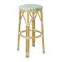 BOLERO - Tabourets de bar en rotin PE style parisien vert clair (lot de 2)