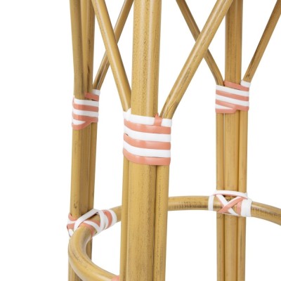 BOLERO - Tabourets de bar en rotin PE style parisien corail (lot de 2)